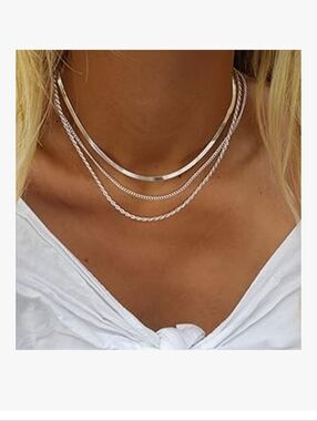 Layered Silver Multi-Chain Necklace - Women Jewelry